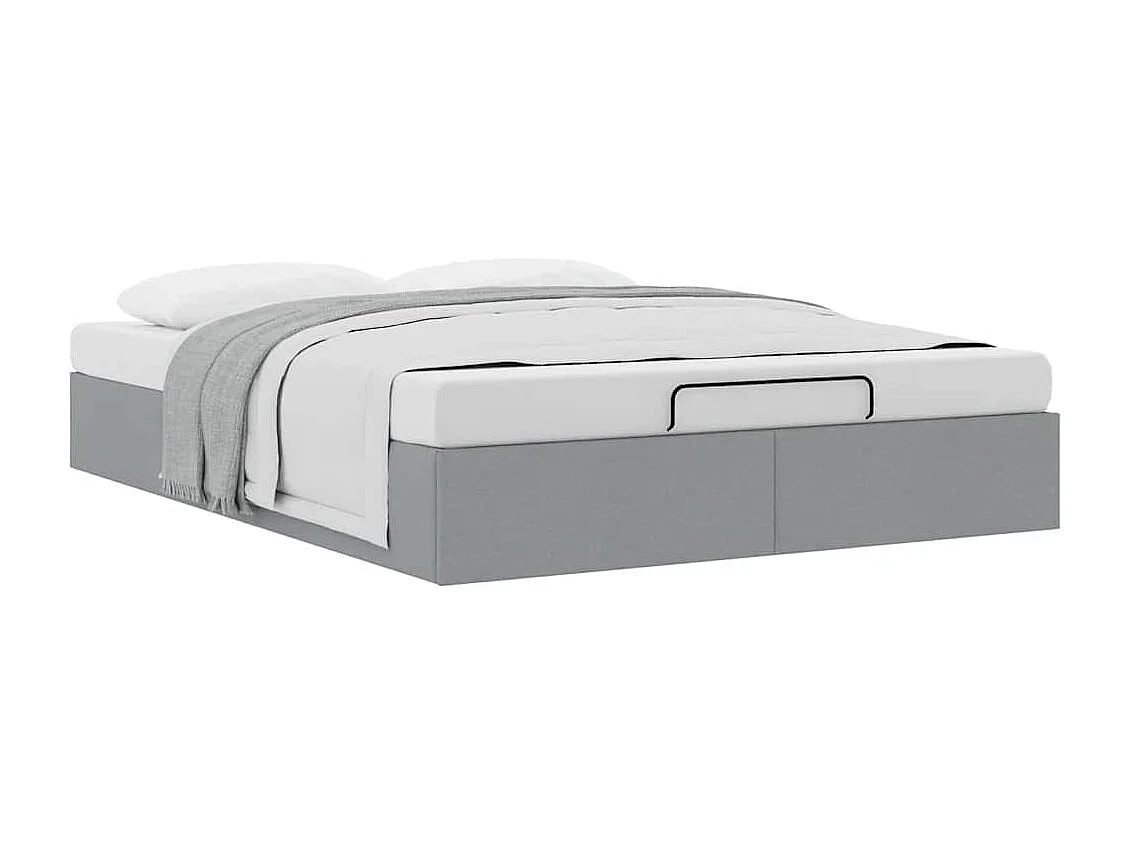 Lit double | Lit adulte | Cadre de lit ottoman gris clair 140x200 cm tissu