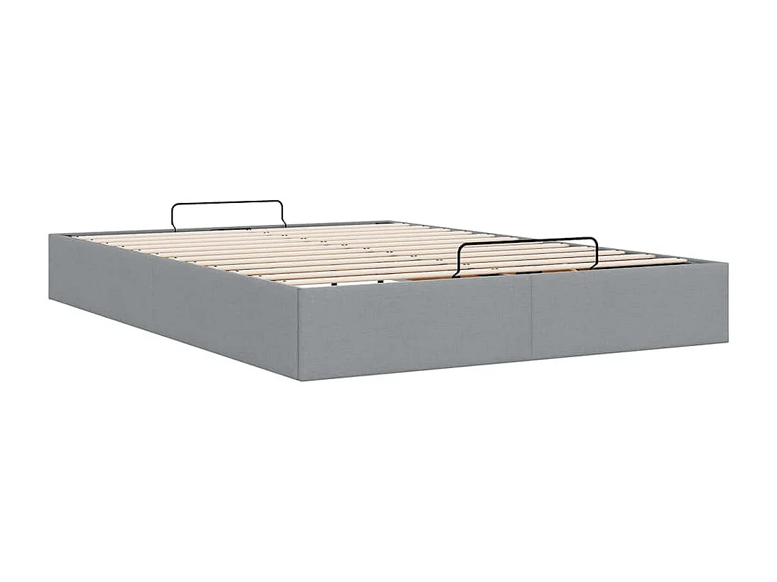 Lit double | Lit adulte | Cadre de lit ottoman gris clair 140x200 cm tissu