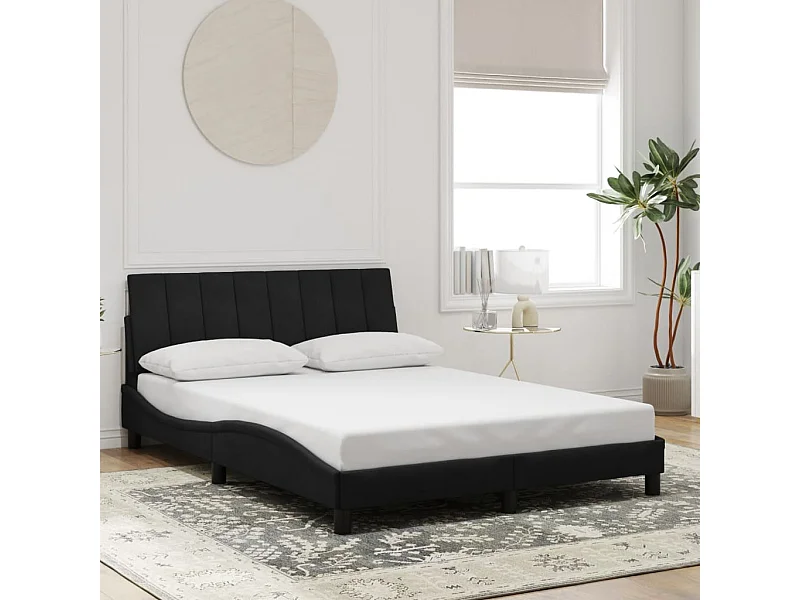Letto per adulti | Letto singolo | Giroletto senza Materasso Hanko Nero 120x200 cm Velluto