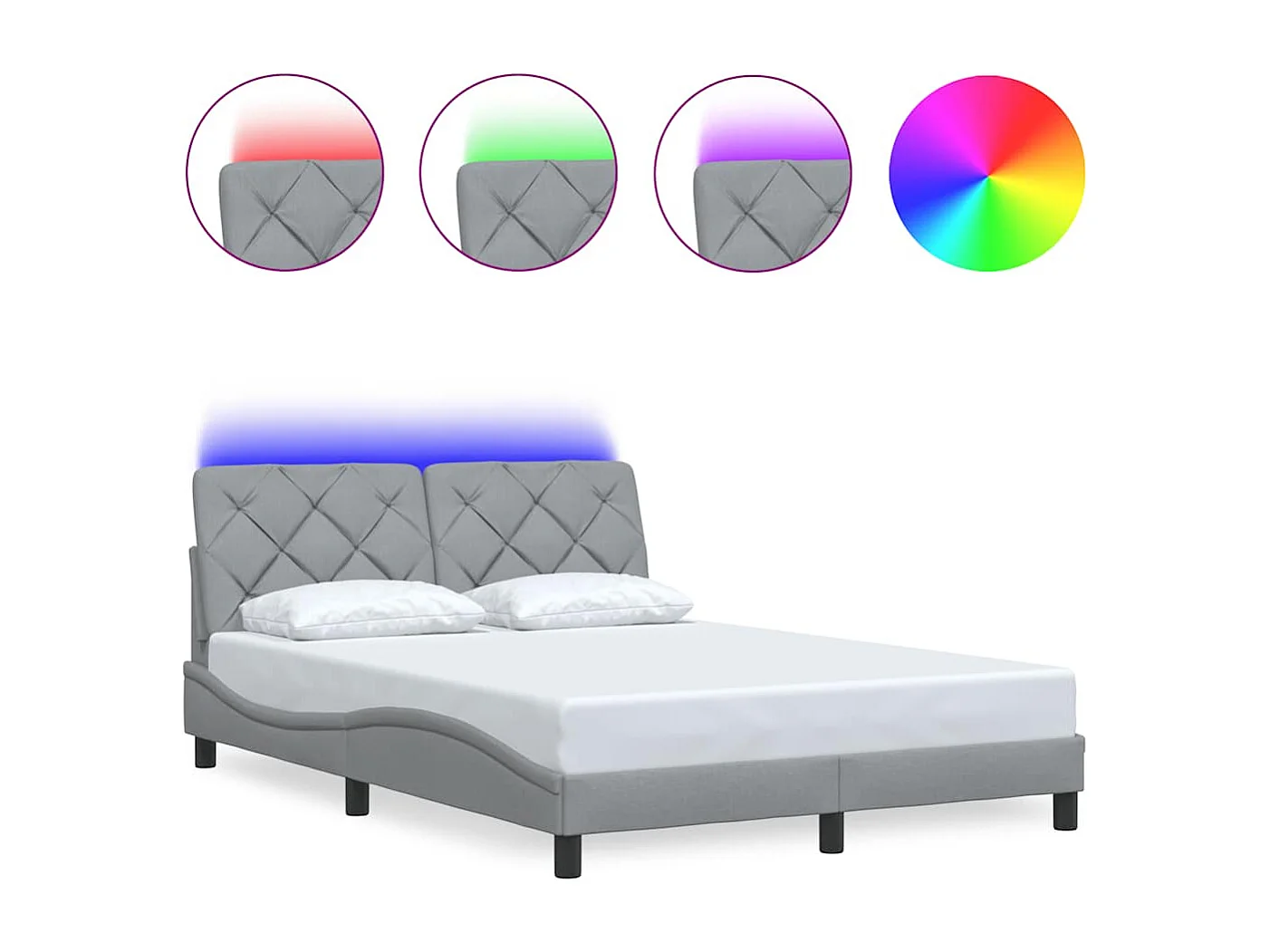 Letto per adulti | Letto matrimoniale | Giroletto con LED senza Materasso 140x200 cm Tessuto