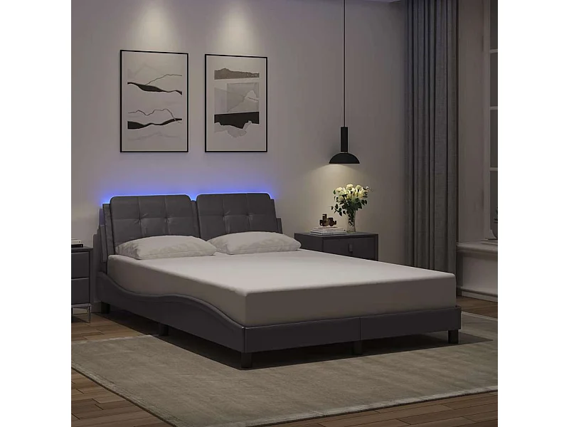 Lit double | Lit adulte | Cadre de lit avec LED gris 140x200 cm