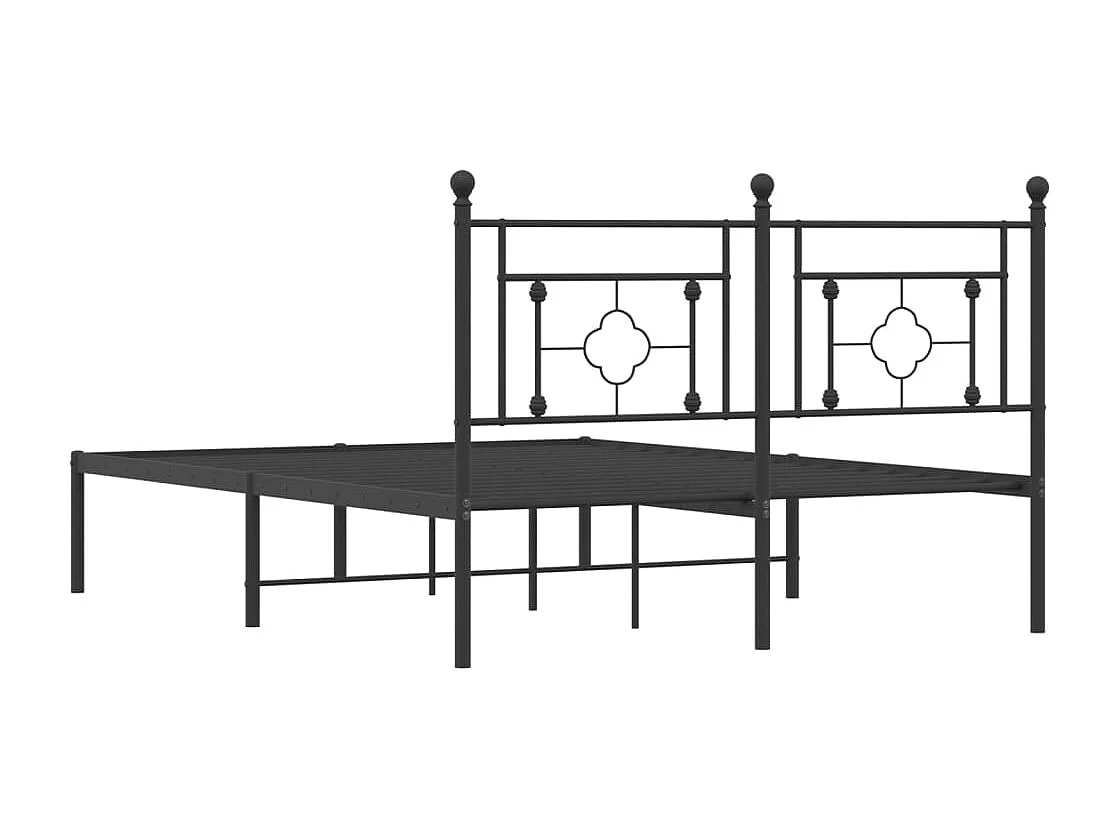 Lit double | Lit adulte | Cadre de lit métal avec tête de lit noir 135x190cm