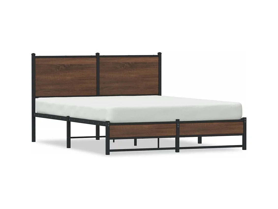 Letto per adulti | Letto matrimoniale | Giroletto senza Materaso in Metallo Rovere Marrone 150x200 cm