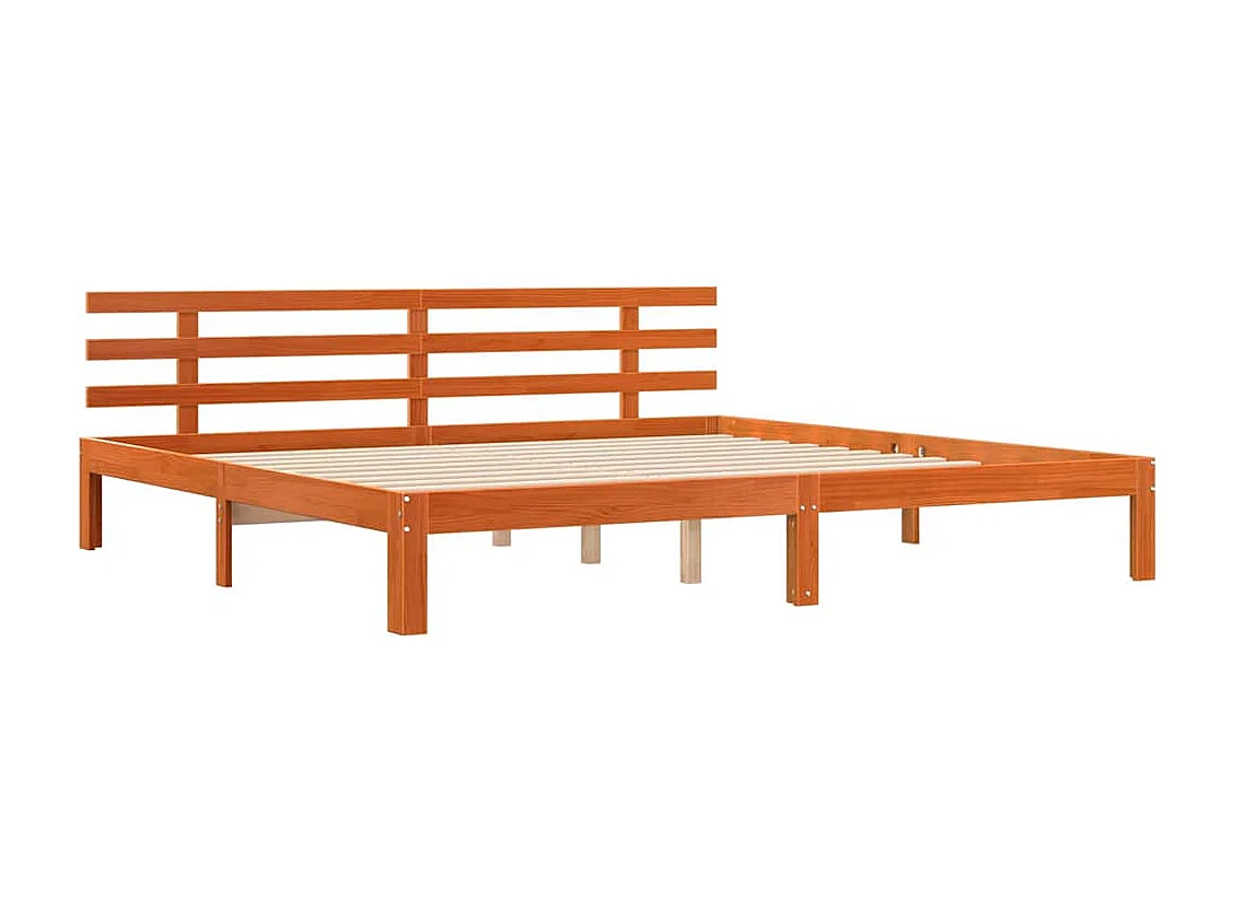 Lit double | Lit adulte | Cadre de lit marron ciré 200x200 cm en bois massif de pin