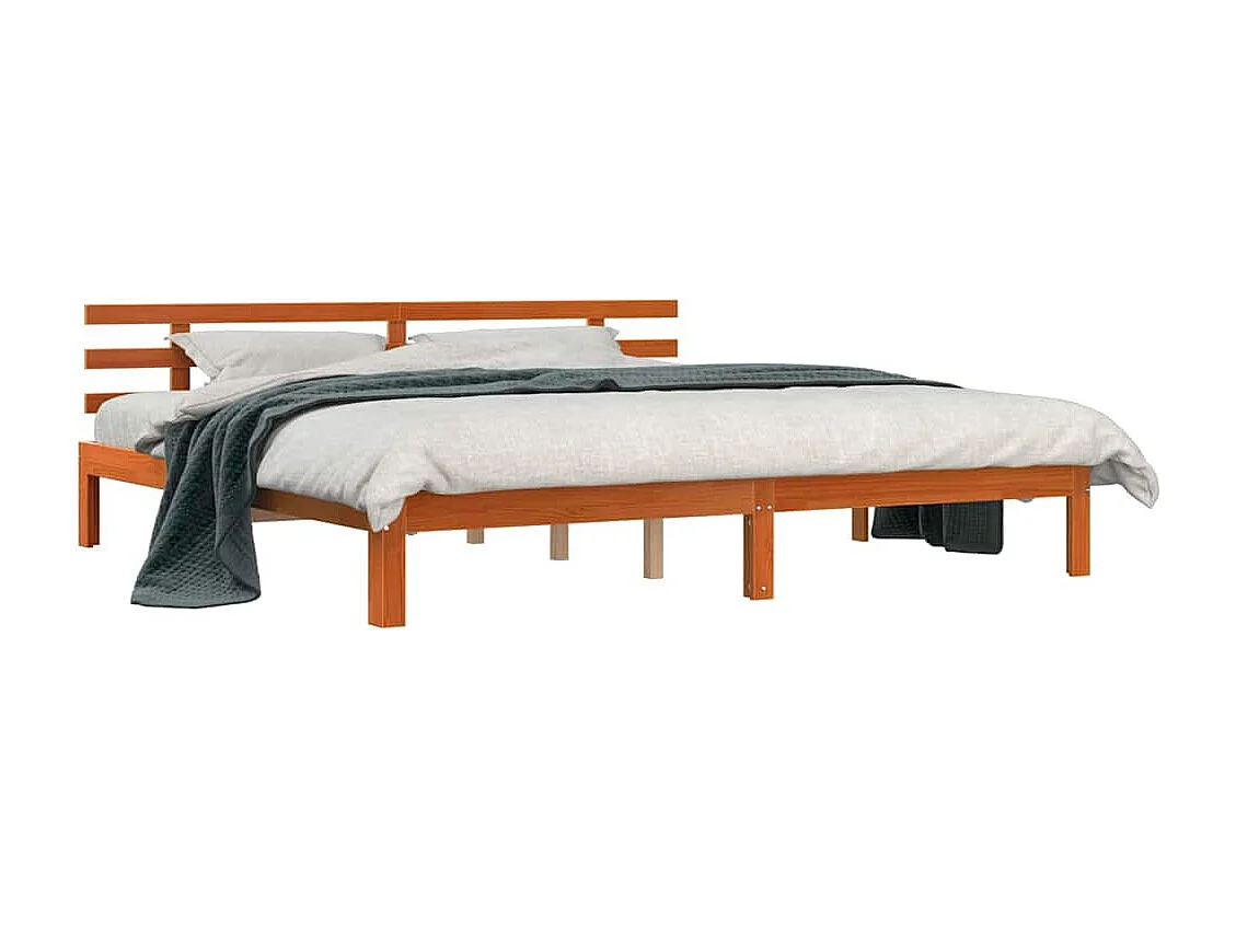 Lit double | Lit adulte | Cadre de lit marron ciré 200x200 cm en bois massif de pin