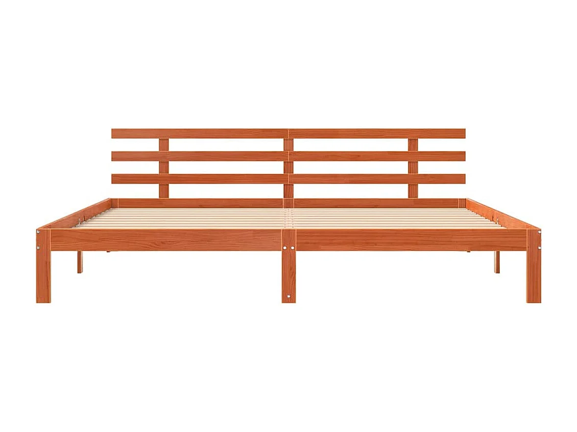 Lit double | Lit adulte | Cadre de lit marron ciré 200x200 cm en bois massif de pin