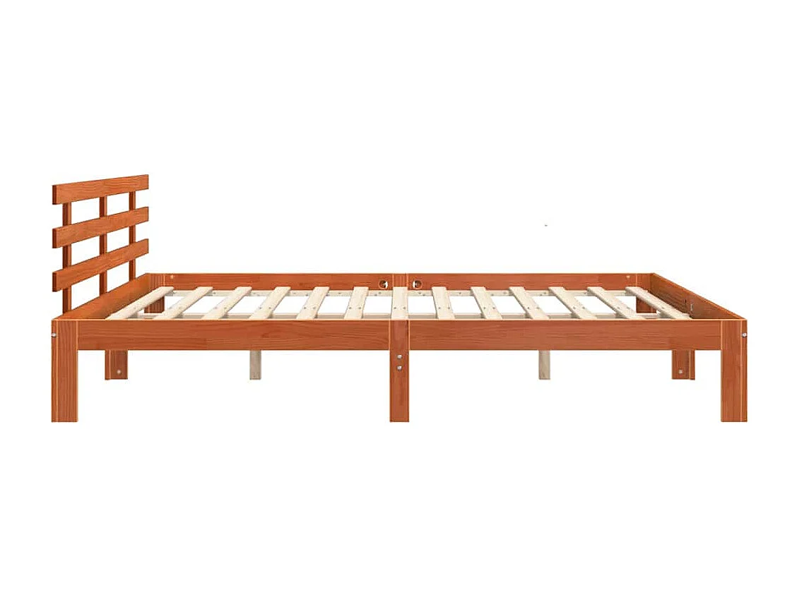 Lit double | Lit adulte | Cadre de lit marron ciré 200x200 cm en bois massif de pin