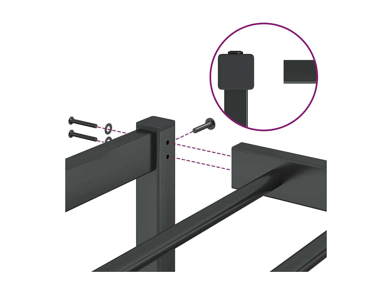 Lit simple | Lit adulte, enfant | Cadre de lit métal noir 107x203 cm