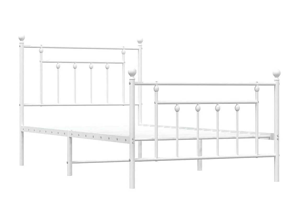 Lit simple | Lit adulte, enfant | Cadre de lit métal et pied de lit blanc 100x190 cm