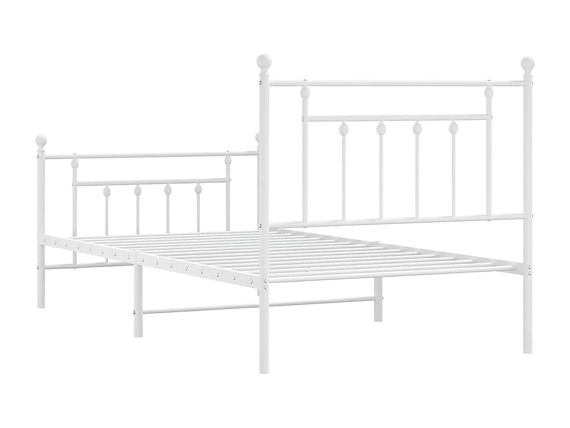 Lit simple | Lit adulte, enfant | Cadre de lit métal et pied de lit blanc 100x190 cm