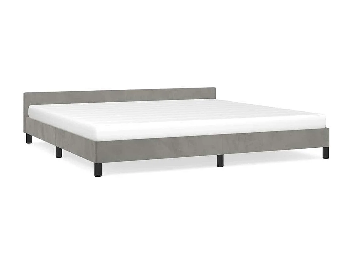Lit double | Lit adulte | Cadre de lit gris clair 200x200 cm velours