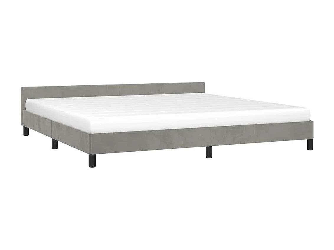 Lit double | Lit adulte | Cadre de lit gris clair 200x200 cm velours