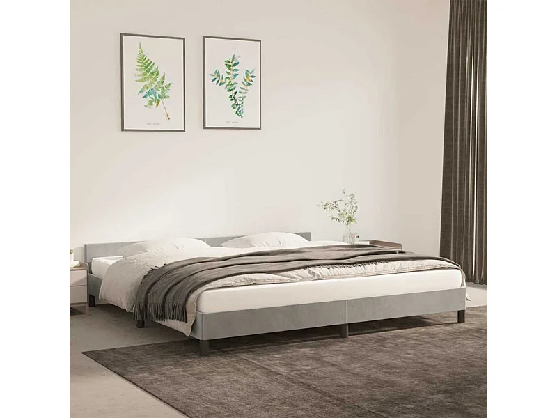Lit double | Lit adulte | Cadre de lit gris clair 200x200 cm velours
