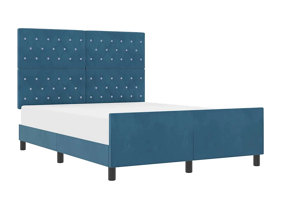 Lit double | Lit adulte | Cadre de lit avec tête de lit Bleu foncé 140x190 cm Velours