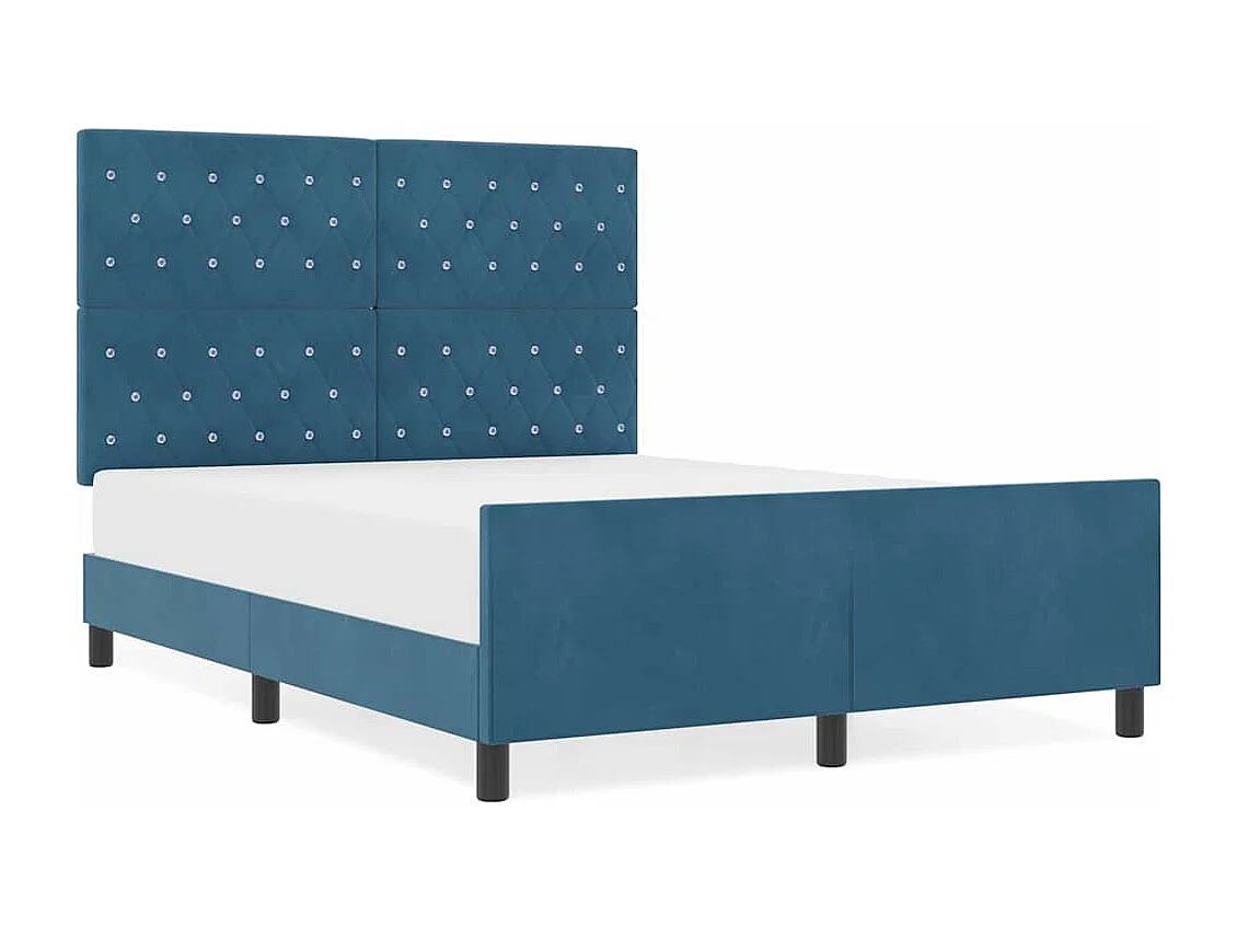 Lit double | Lit adulte | Cadre de lit avec tête de lit Bleu foncé 140x190 cm Velours