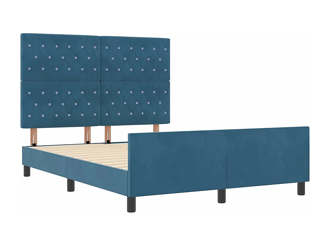 Lit double | Lit adulte | Cadre de lit avec tête de lit Bleu foncé 140x190 cm Velours