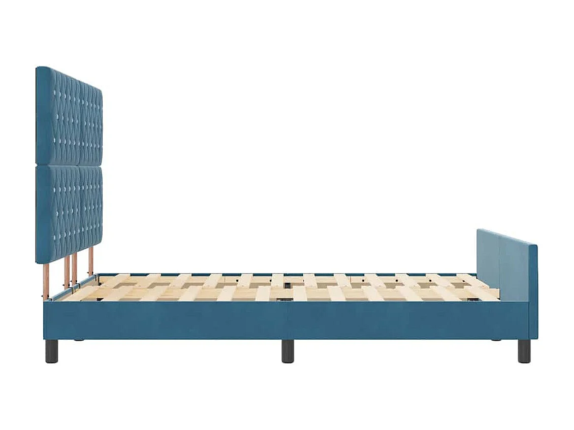 Lit double | Lit adulte | Cadre de lit avec tête de lit Bleu foncé 140x190 cm Velours