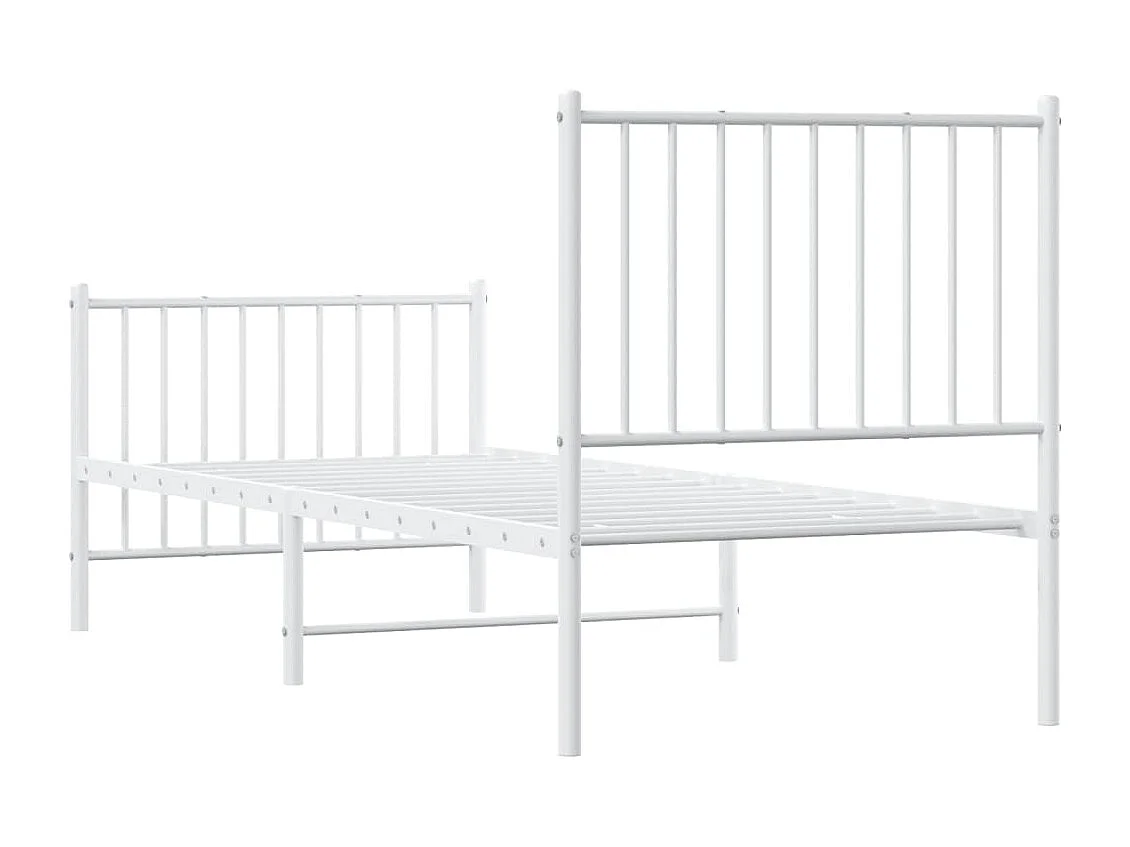 Lit simple | Lit adulte, enfant | Cadre de lit métal avec pied de lit blanc 80x200cm