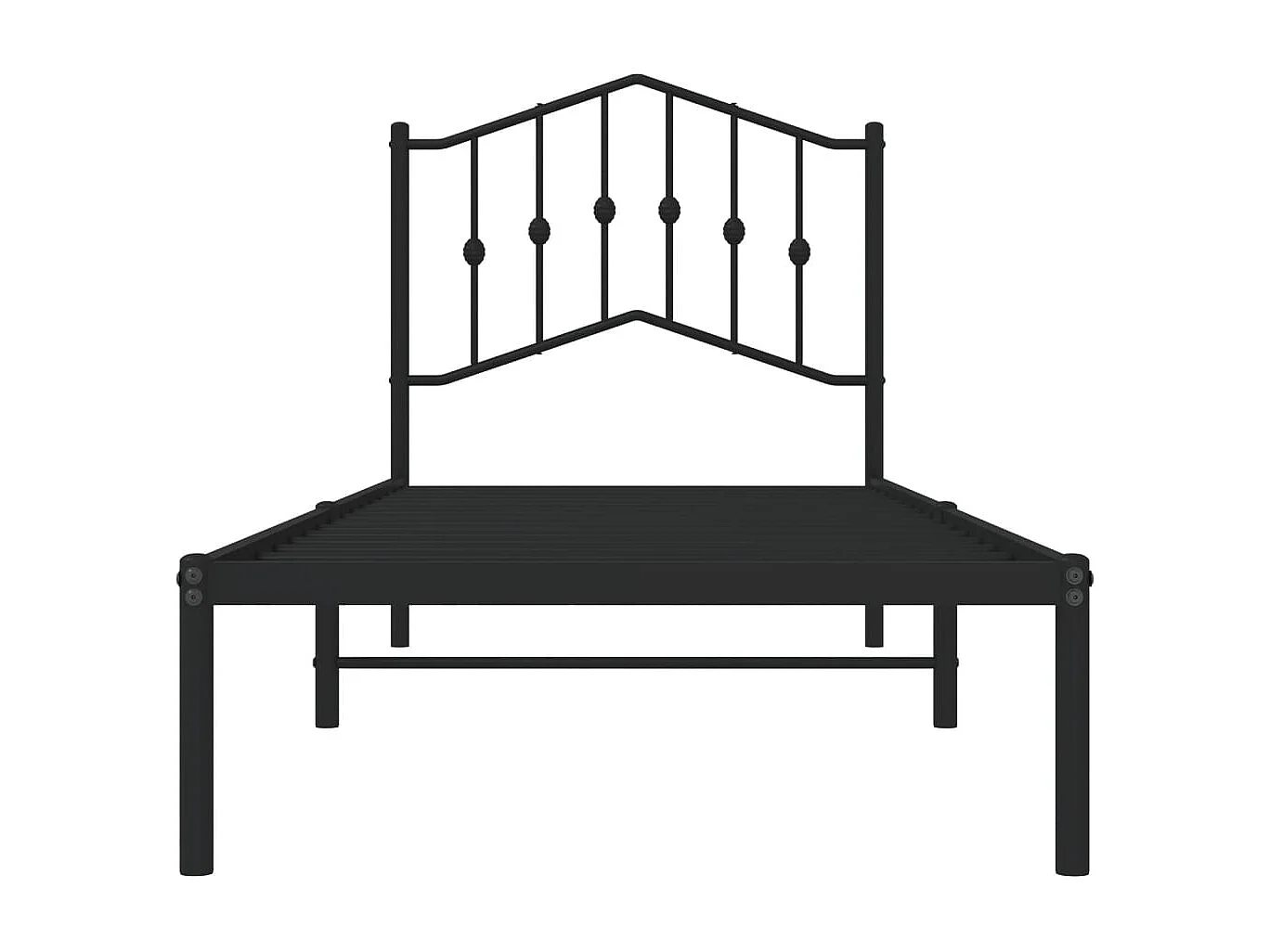 Lit simple | Lit adulte, enfant | Cadre de lit métal avec tête de lit noir 80x200 cm