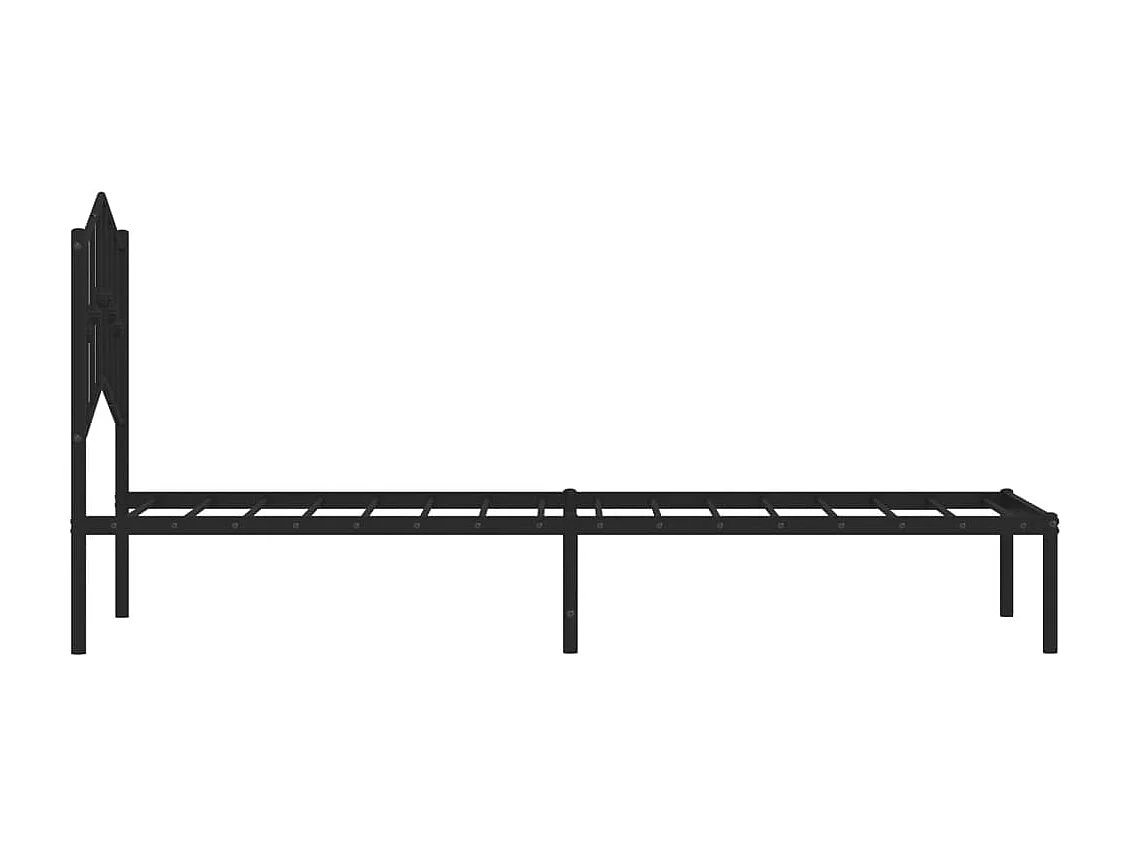 Lit simple | Lit adulte, enfant | Cadre de lit métal avec tête de lit noir 80x200 cm