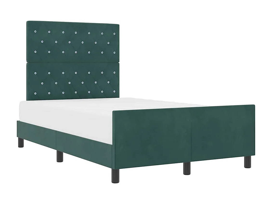 Lit simple | Lit adulte, enfant | Cadre de lit avec tête de lit Vert foncé 120x190 cm Velours