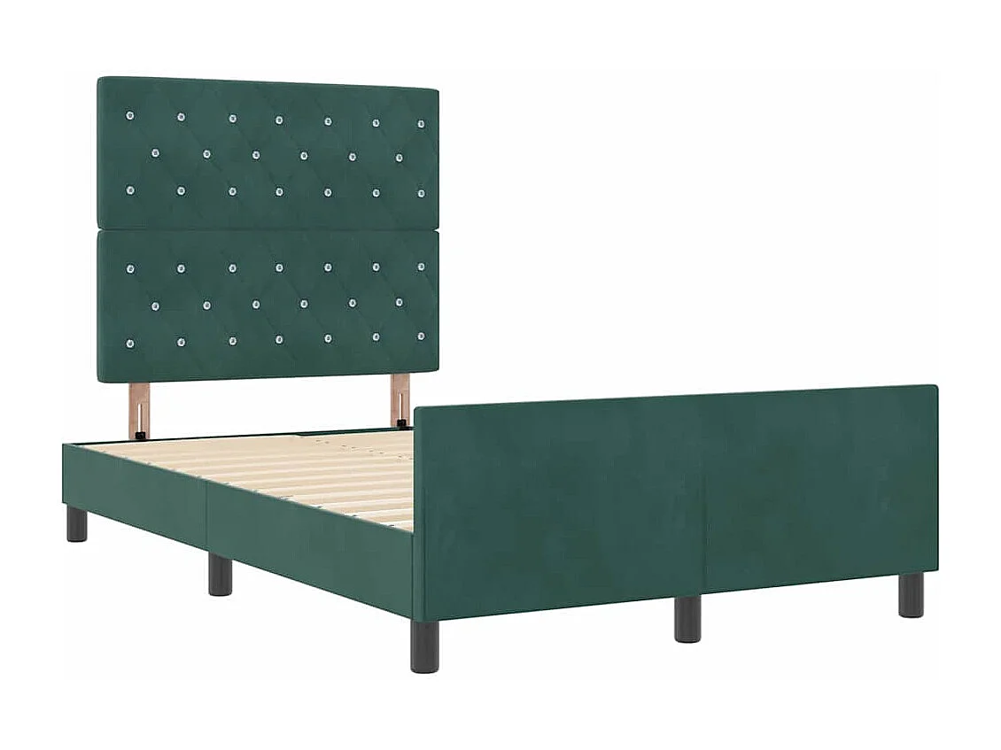 Lit simple | Lit adulte, enfant | Cadre de lit avec tête de lit Vert foncé 120x190 cm Velours