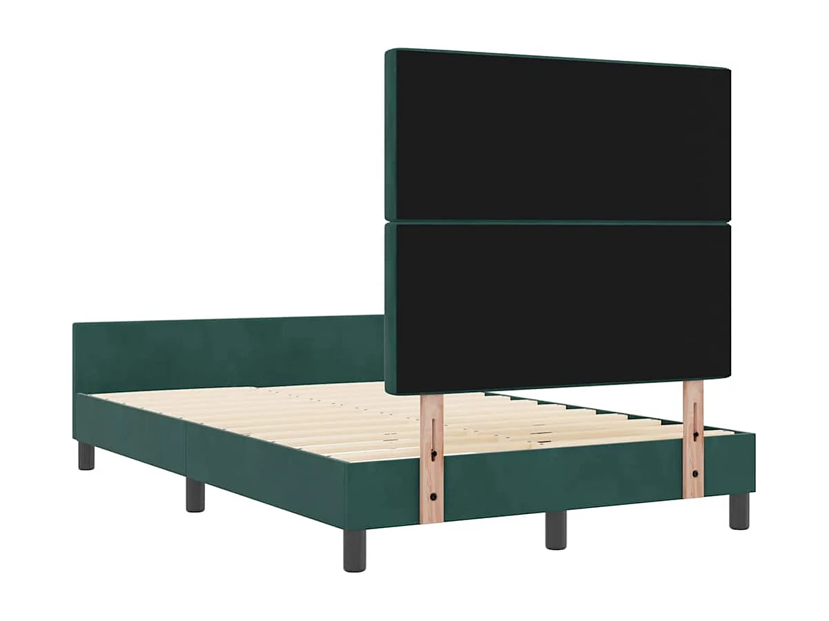 Lit simple | Lit adulte, enfant | Cadre de lit avec tête de lit Vert foncé 120x190 cm Velours