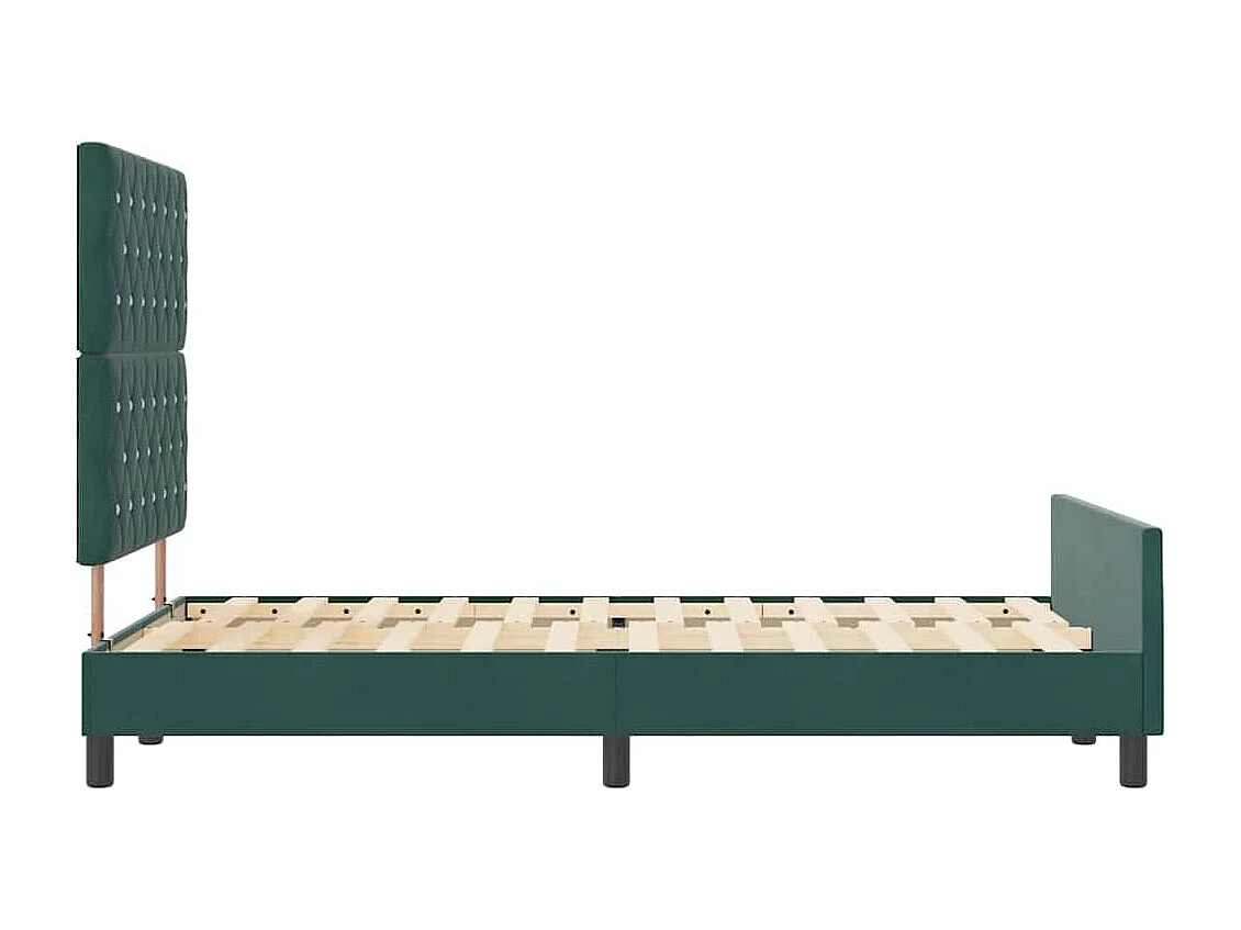 Lit simple | Lit adulte, enfant | Cadre de lit avec tête de lit Vert foncé 120x190 cm Velours