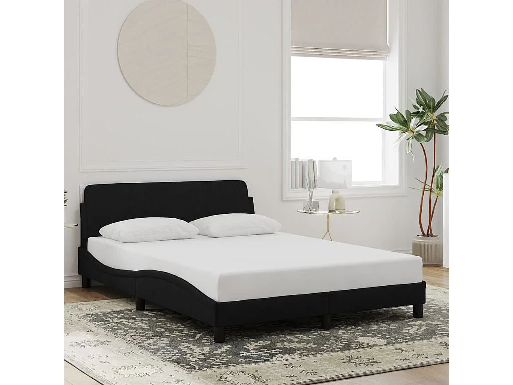 Lit double | Lit adulte | Cadre de lit noir 140x190 cm velours
