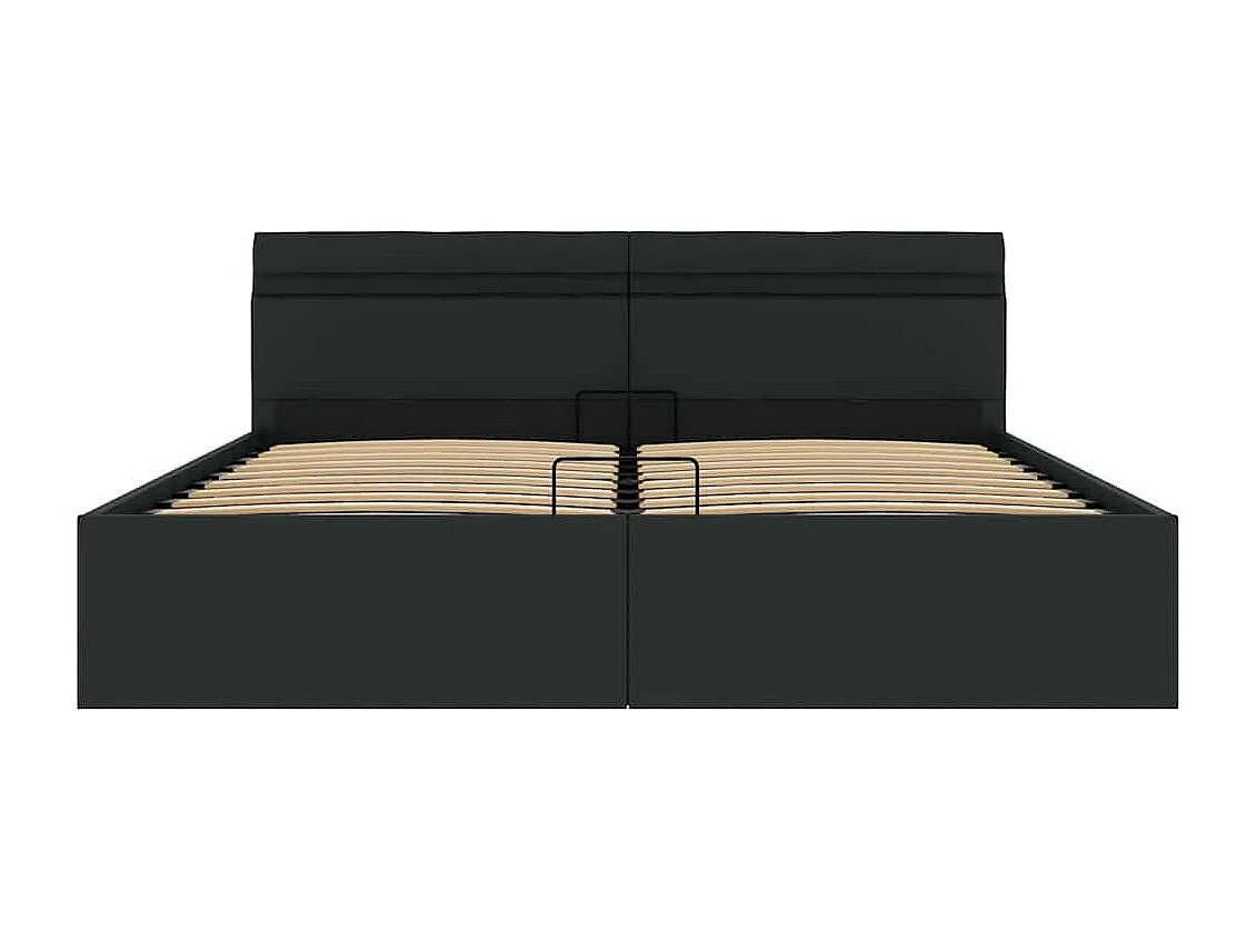 Lit double | Lit adulte | Cadre de lit à rangement avec LED Noir Similicuir 180x200 cm