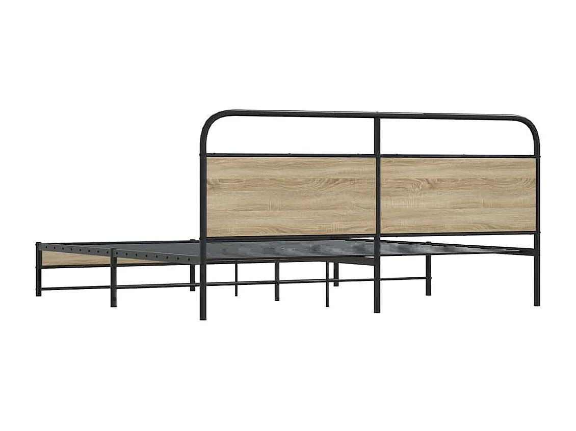 Letto per adulti | Letto matrimoniale | Giroletto senza Materaso in Metallo Rovere Fumo 180x200 cm