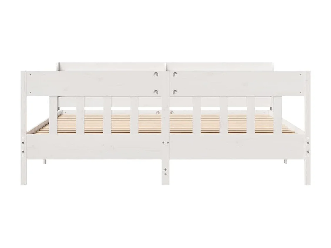 Lit double | Lit adulte | Cadre de lit blanc 180x200 cm bois massif de pin