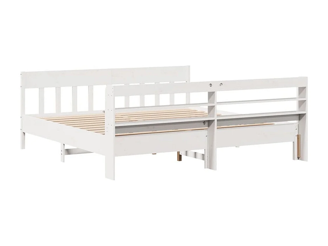 Lit double | Lit adulte | Cadre de lit blanc 180x200 cm bois massif de pin