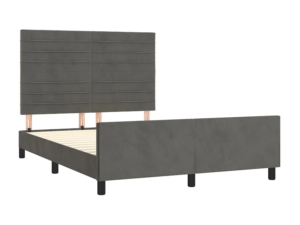 Lit double | Lit adulte | Cadre de lit gris foncé 140x200 cm velours