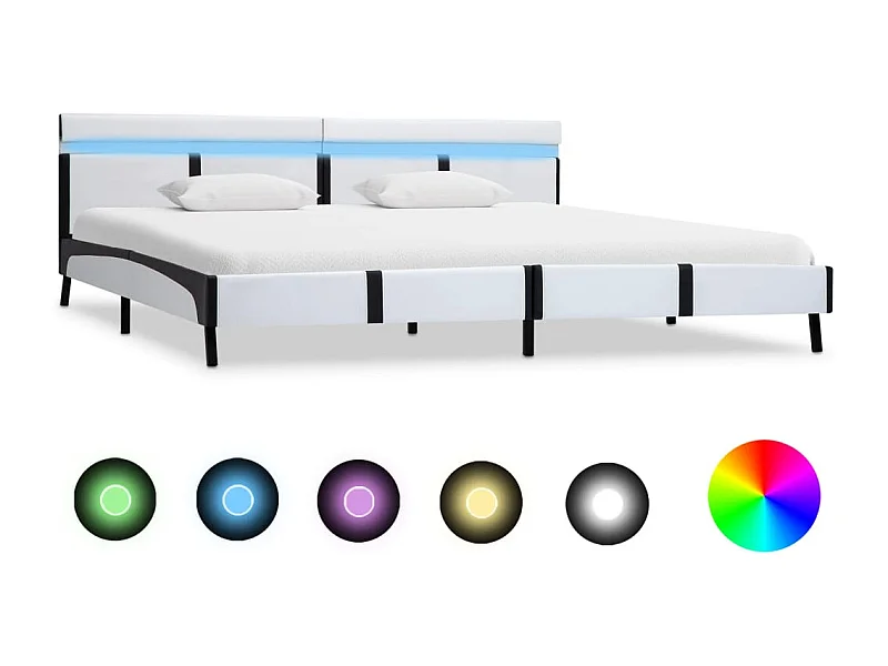 Letto per adulti | Letto matrimoniale | Giroletto con LED senza Materasso Bianco 180x200 cm