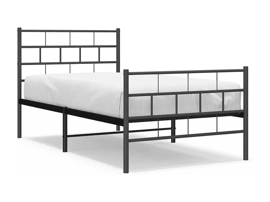 Lit simple | Lit adulte, enfant | Cadre de lit métal avec pied de lit noir 100x190cm