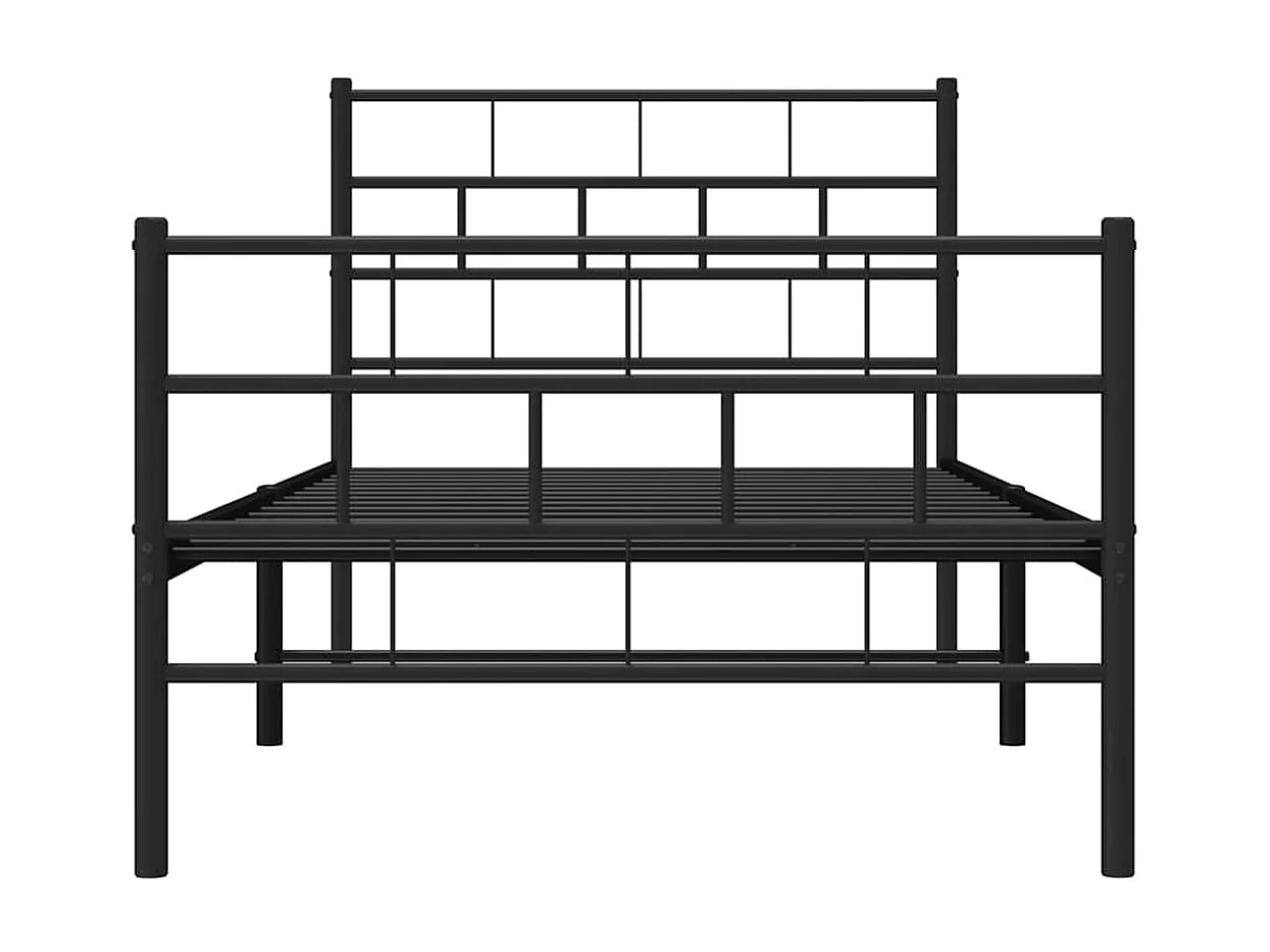 Lit simple | Lit adulte, enfant | Cadre de lit métal avec pied de lit noir 100x190cm