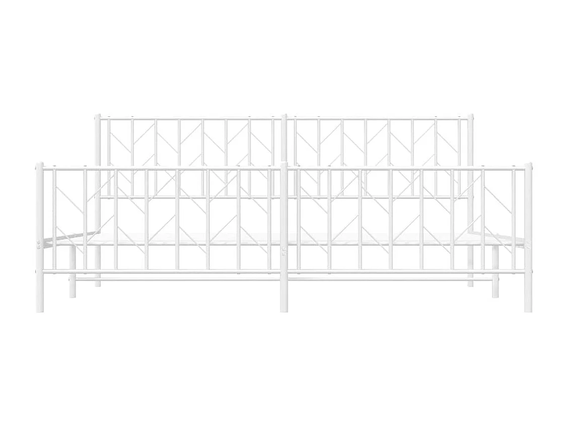 Lit double | Lit adulte | Cadre de lit métal et pied de lit blanc 193x203 cm