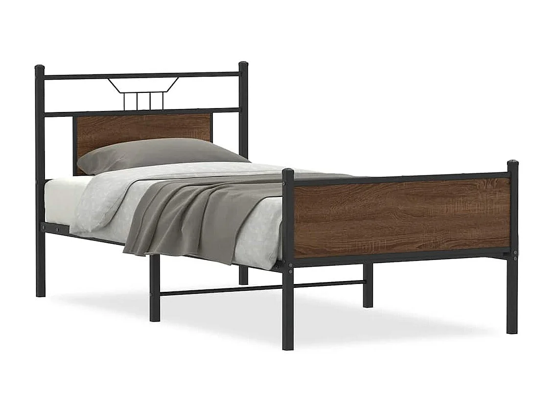 Letto per adulti | Letto singolo | Giroletto senza Materasso Rovere Marrone 90x190cm in Truciolato