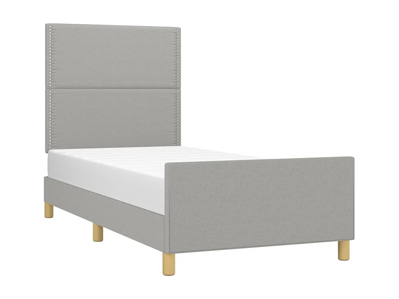 Lit simple | Lit adulte, enfant | Cadre de lit gris clair 90x190 cm tissu