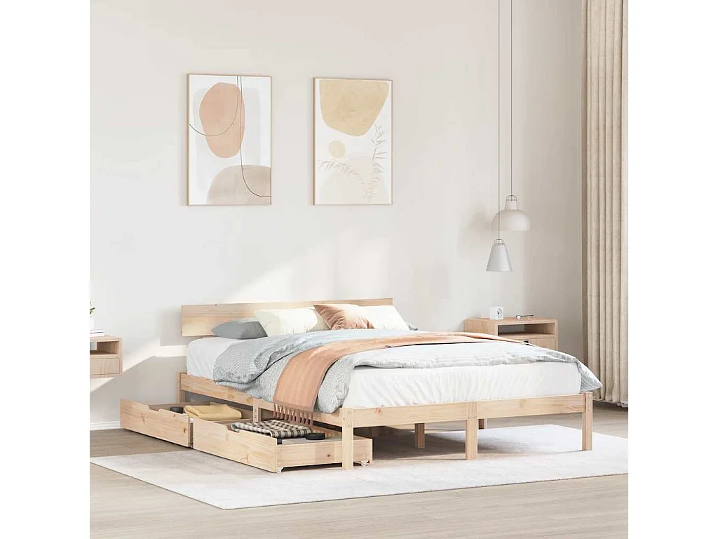Lit double | Lit adulte | Cadre de lit 150x200 cm bois de pin massif