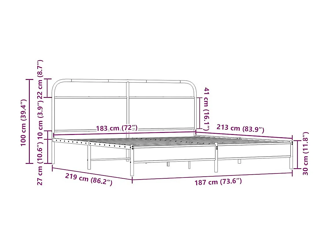 Bedframe | Tweepersoonsbed zonder matras metaal sonoma eikenkleurig 183x213 cm
