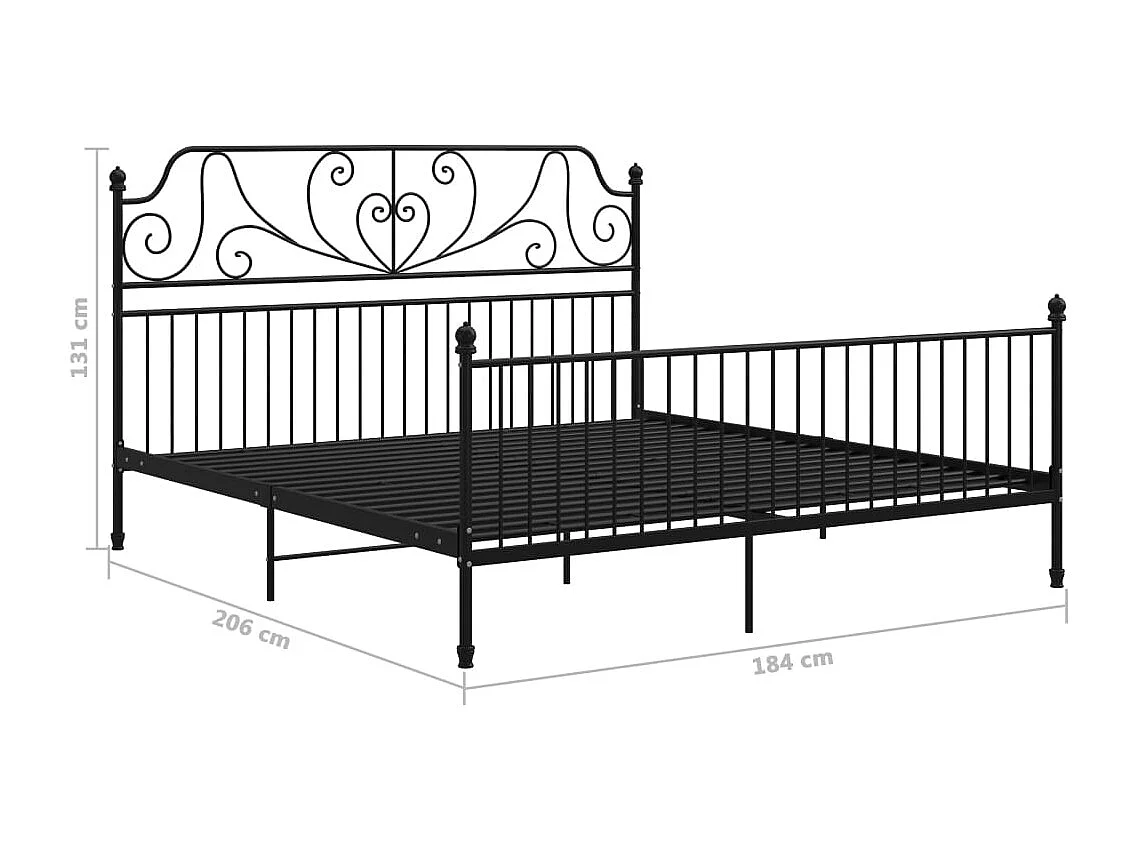 Lit double | Lit adulte | Cadre de lit noir métal 180x200 cm