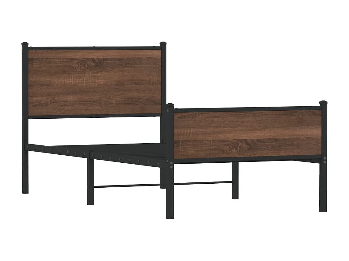 Lit simple | Lit adulte, enfant | Cadre de lit en métal chêne marron 90x200 cm