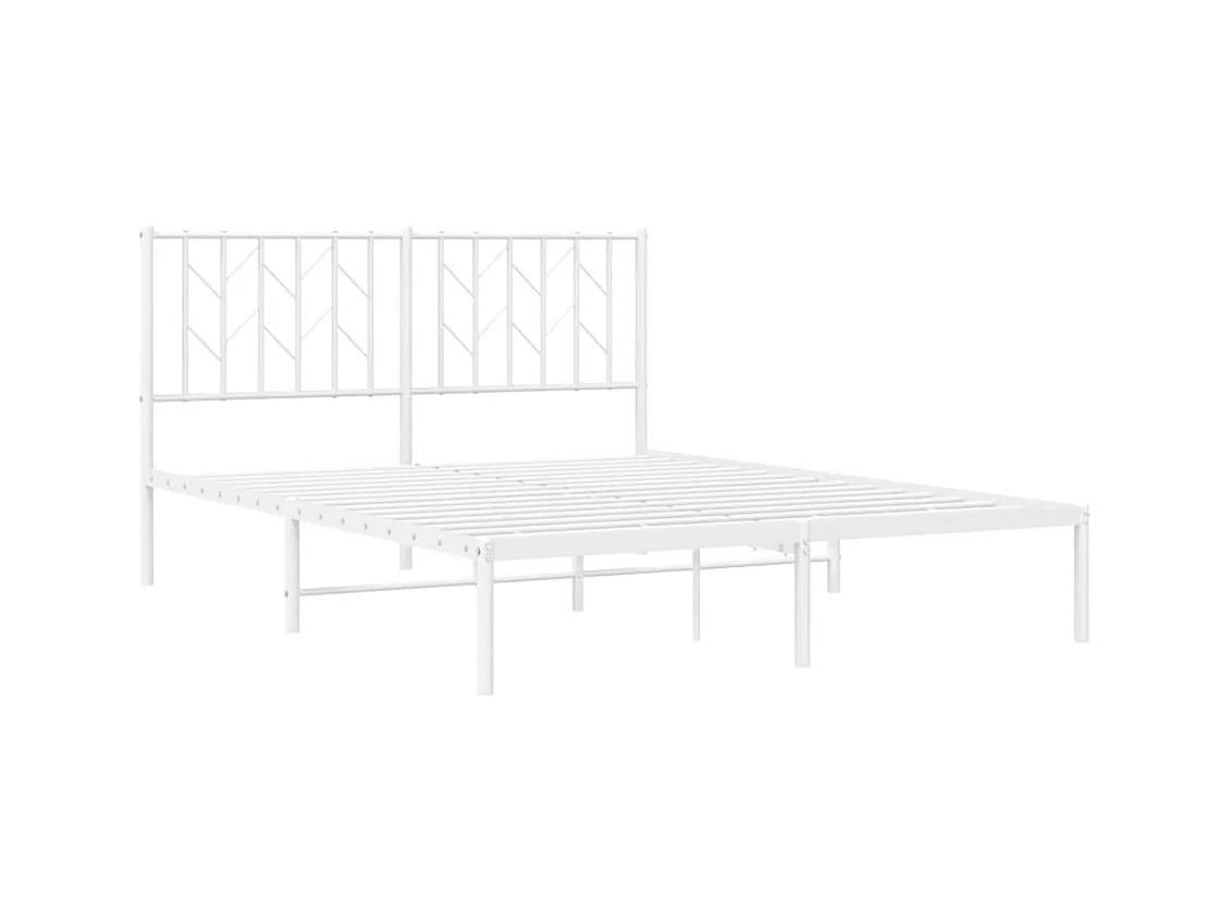 Lit double | Lit adulte | Cadre de lit métal et tête de lit blanc 140x190 cm
