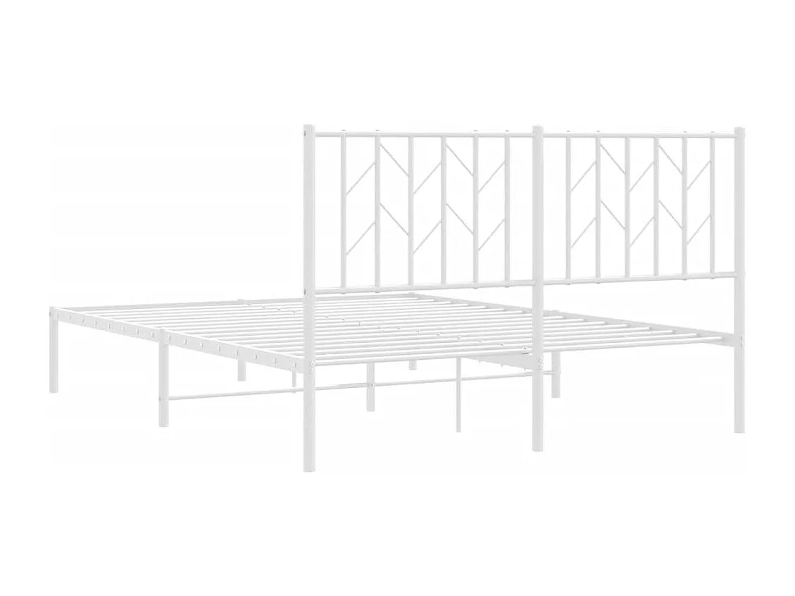 Lit double | Lit adulte | Cadre de lit métal et tête de lit blanc 140x190 cm