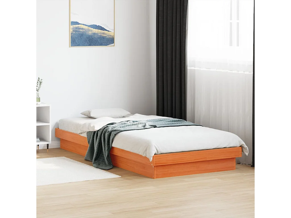 Lit simple | Lit adulte, enfant | Cadre de lit à LED 75x190 cm bois massif