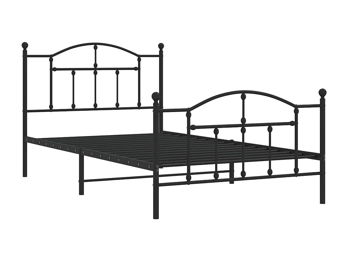 Lit simple | Lit adulte, enfant | Cadre de lit métal avec pied de lit noir 107x203cm