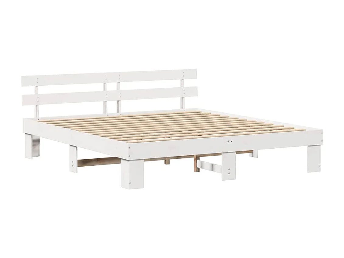 Lit double | Lit adulte | Cadre de lit Blanc 180x200 cm Bois de pin massif