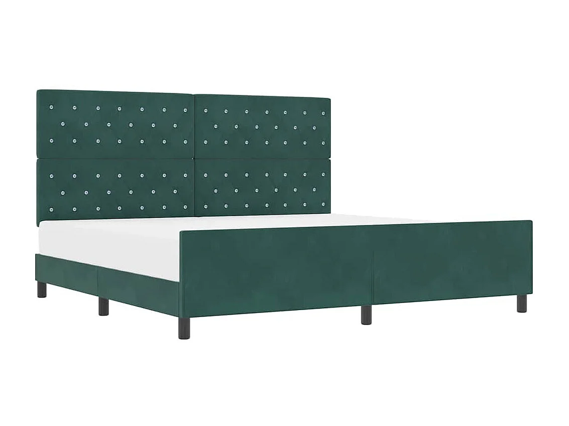 Lit double | Lit adulte | Cadre de lit avec tête de lit Vert foncé 200x200 cm Velours